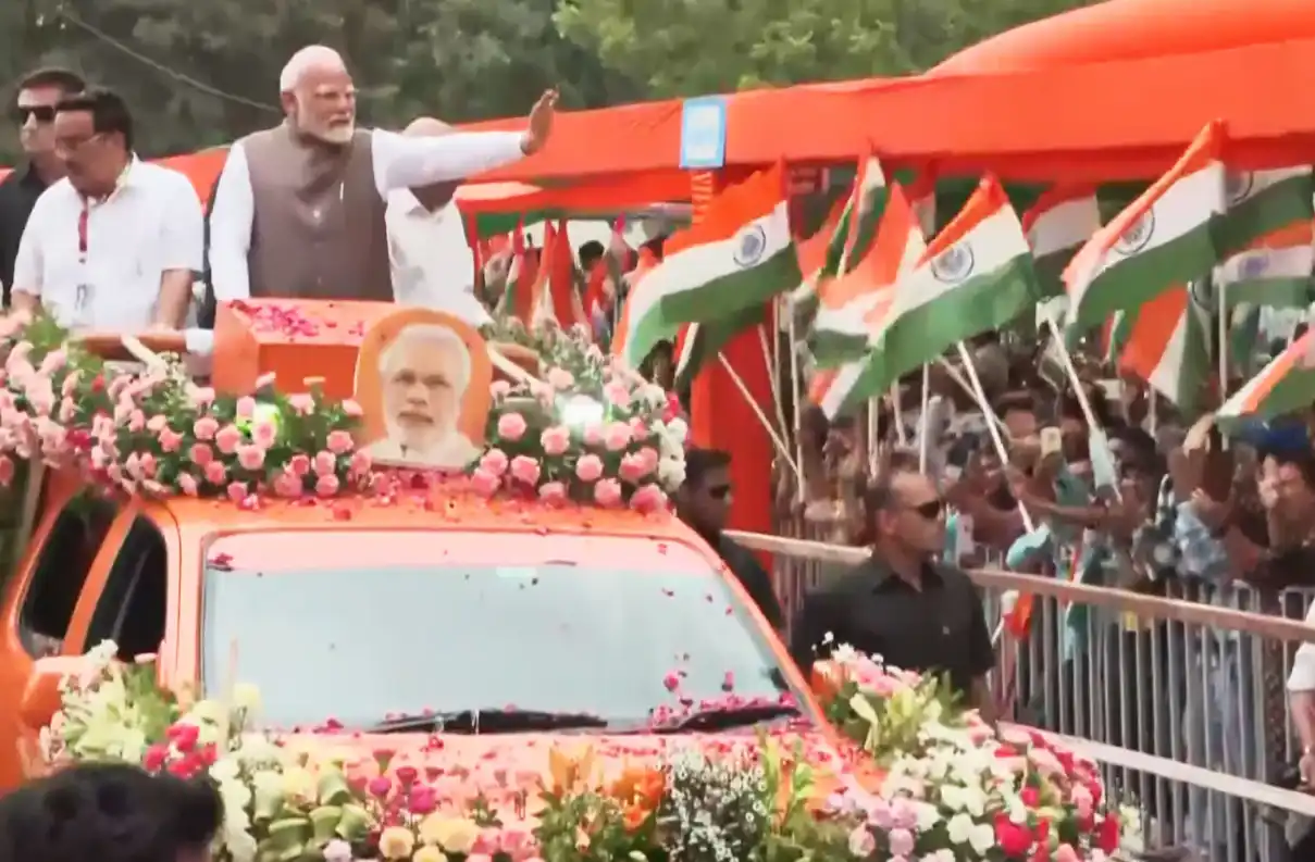 PM Narendra Modi holds roadshow in Gujarat’s Gandhinagar